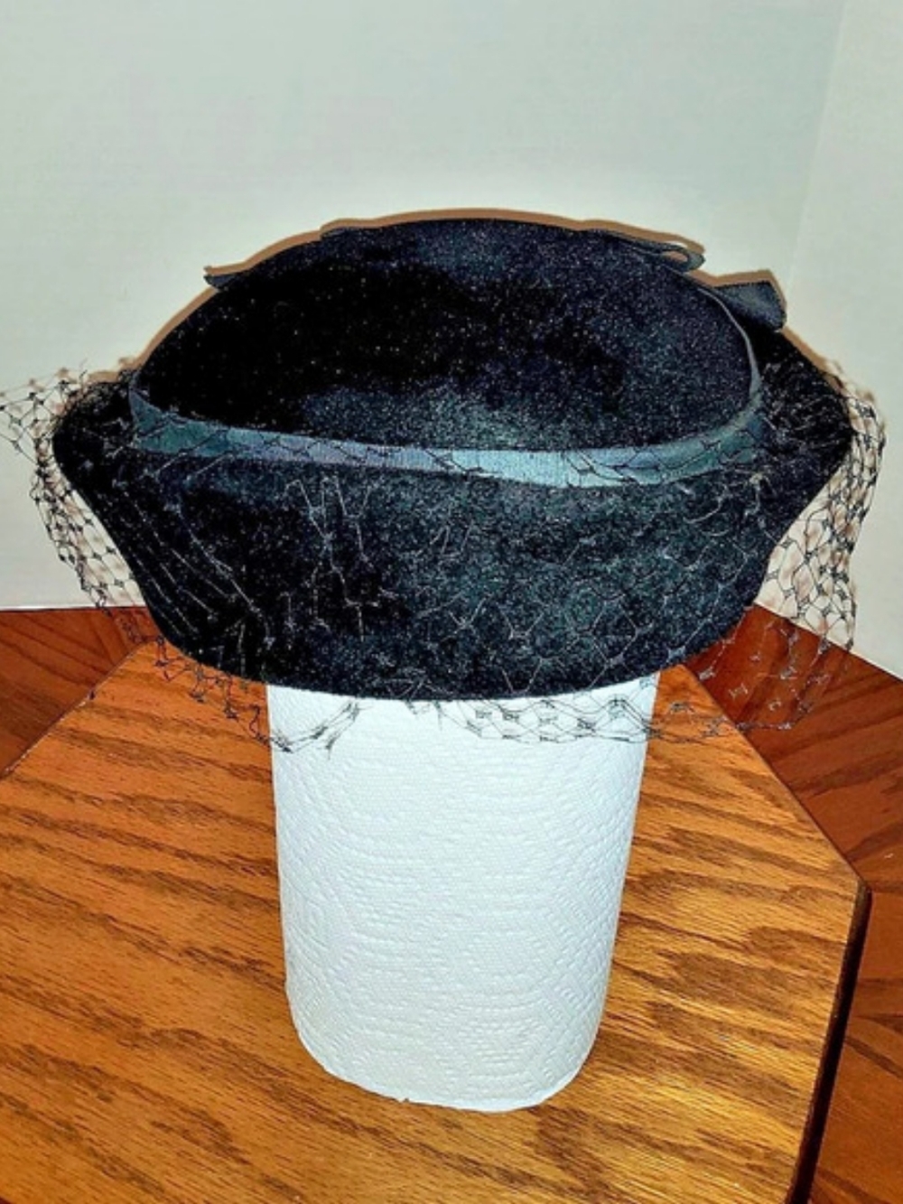 Peachbloom Velour Black Veiled Hat